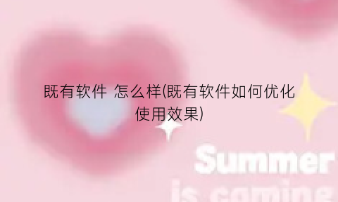 既有软件怎么样(既有软件如何优化使用效果)